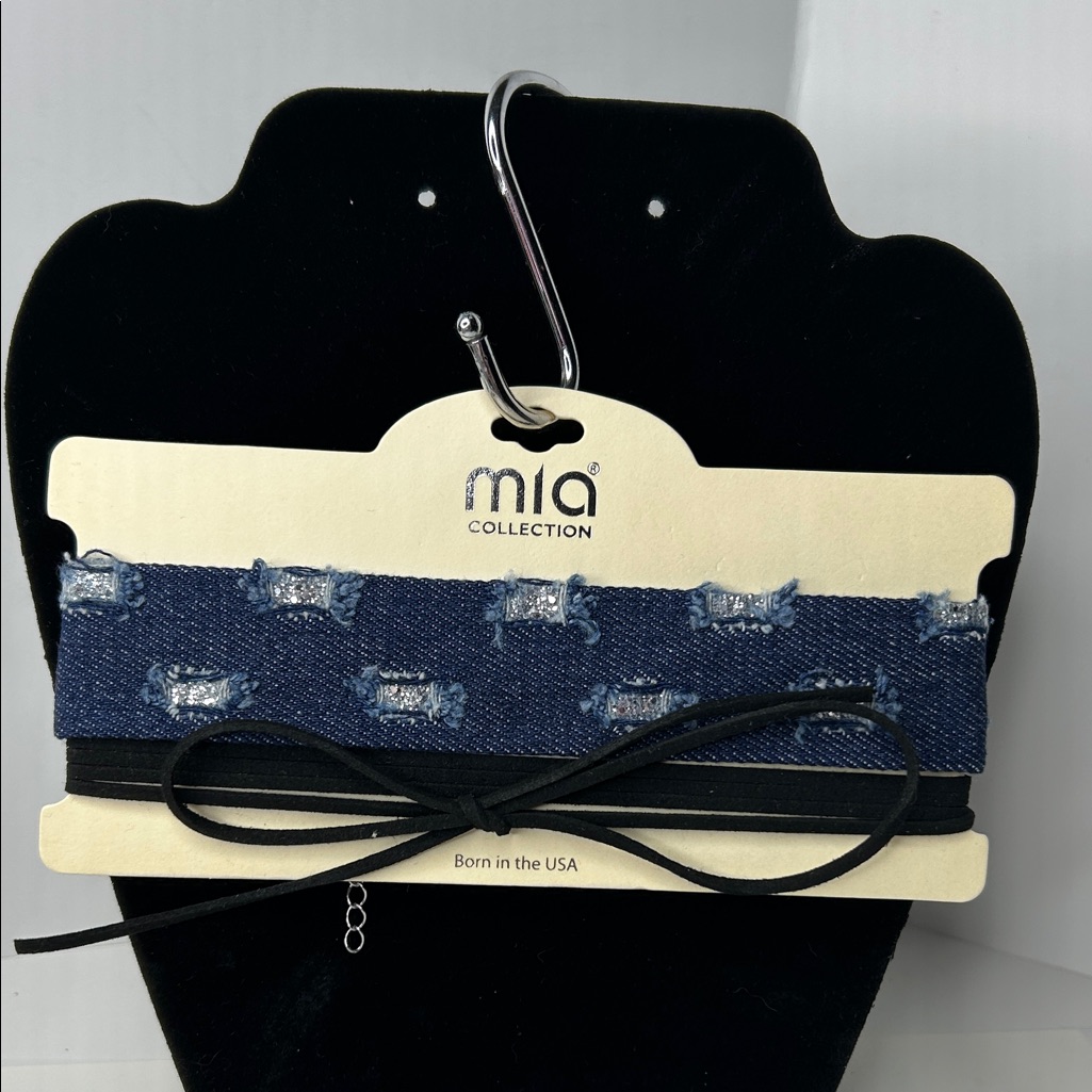 Misha Collection Blue Denim Choker Necklace 13$